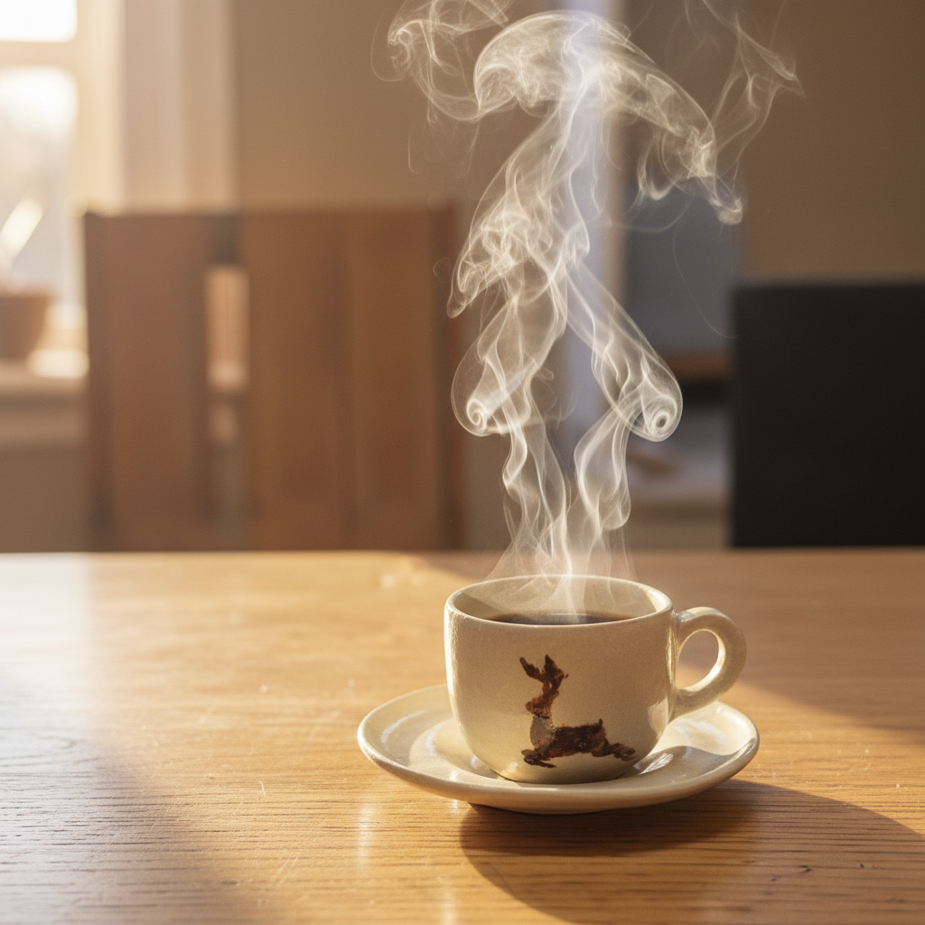 פינג'ן וצלוחית קרמיקה עם ציור אייל