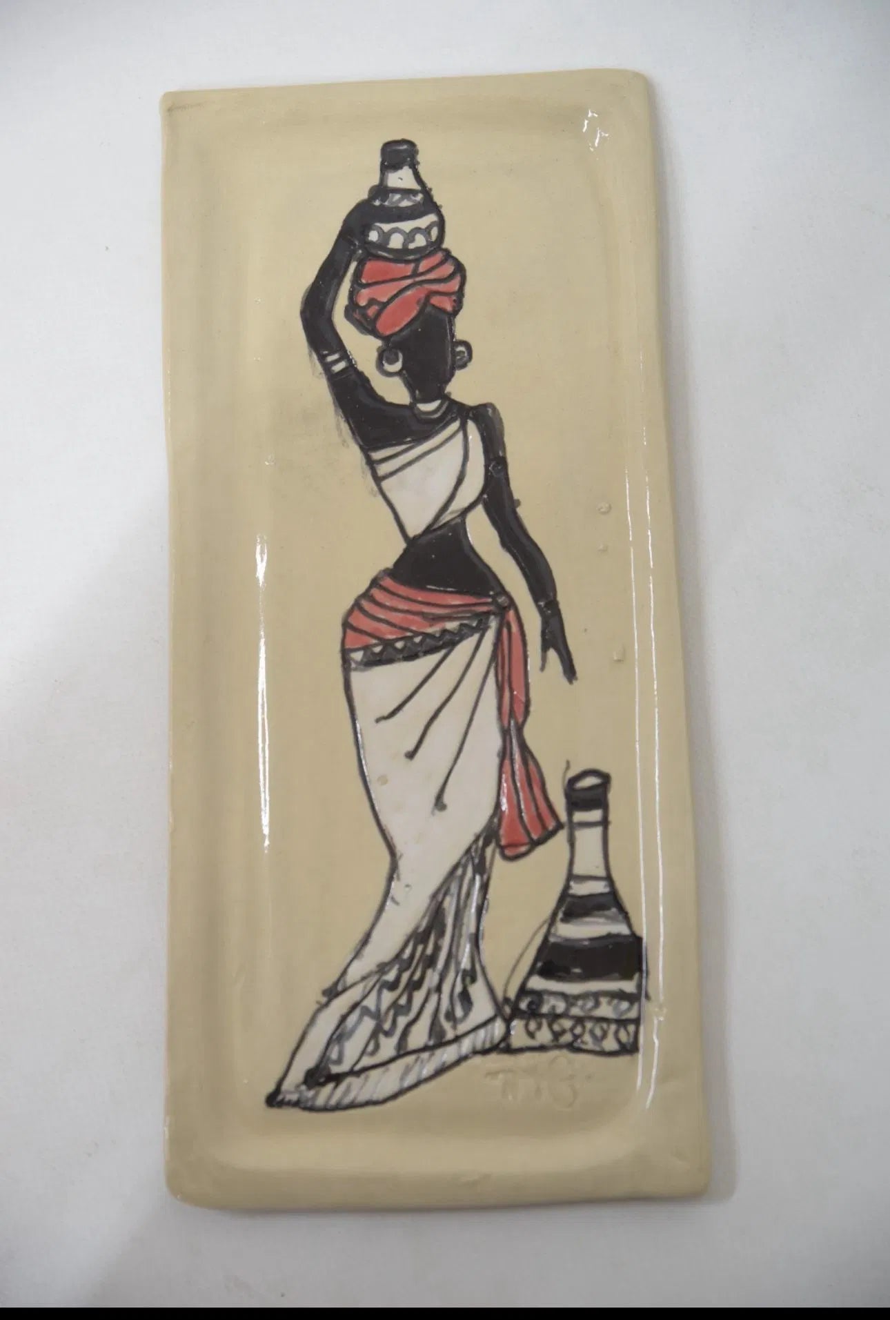 צלחת אמנות בעבודת יד - עיצוב אפריקאי