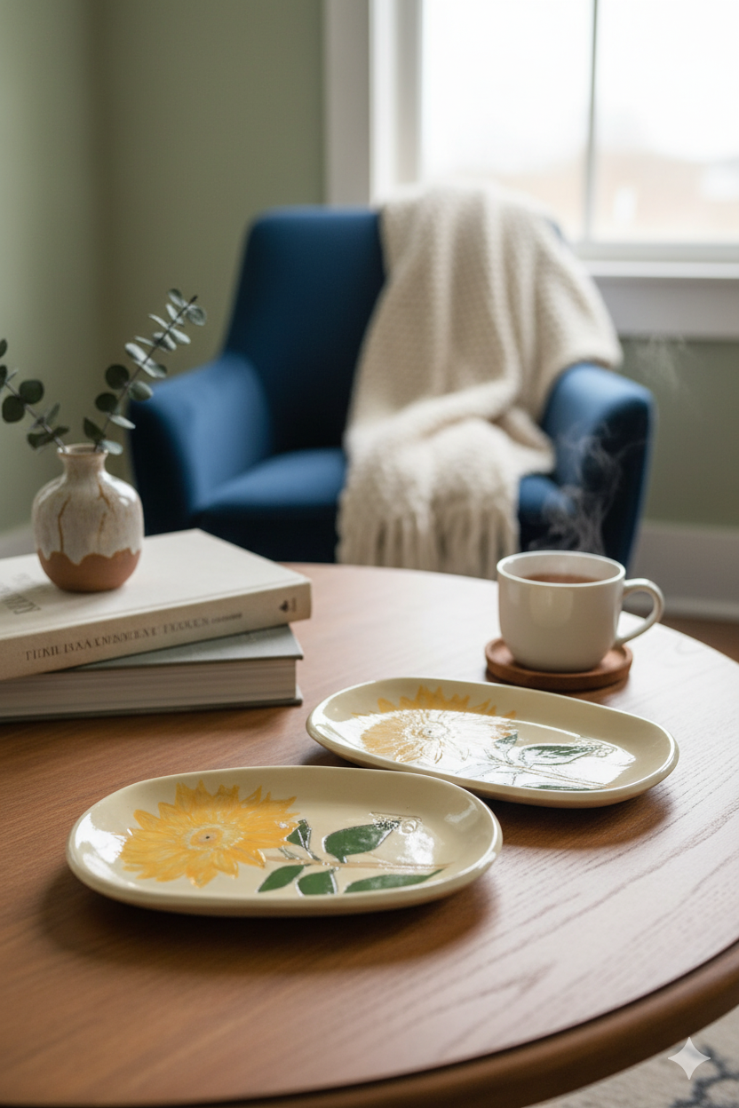 סט 2 צלחות קרמיקה בעבודת יד - Handmade Ceramic Plates Set