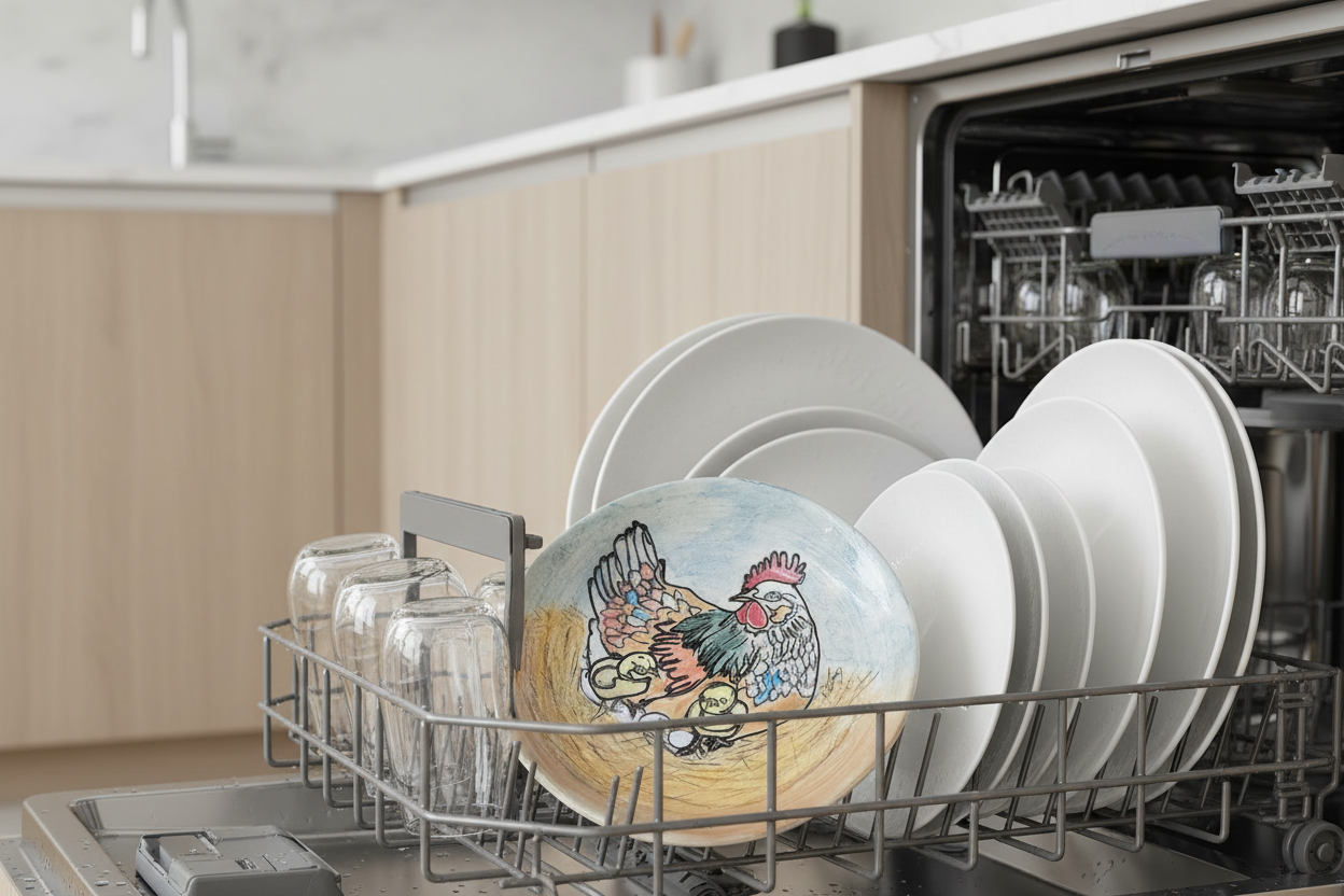 قعرة خزفية في غسالة الصحون