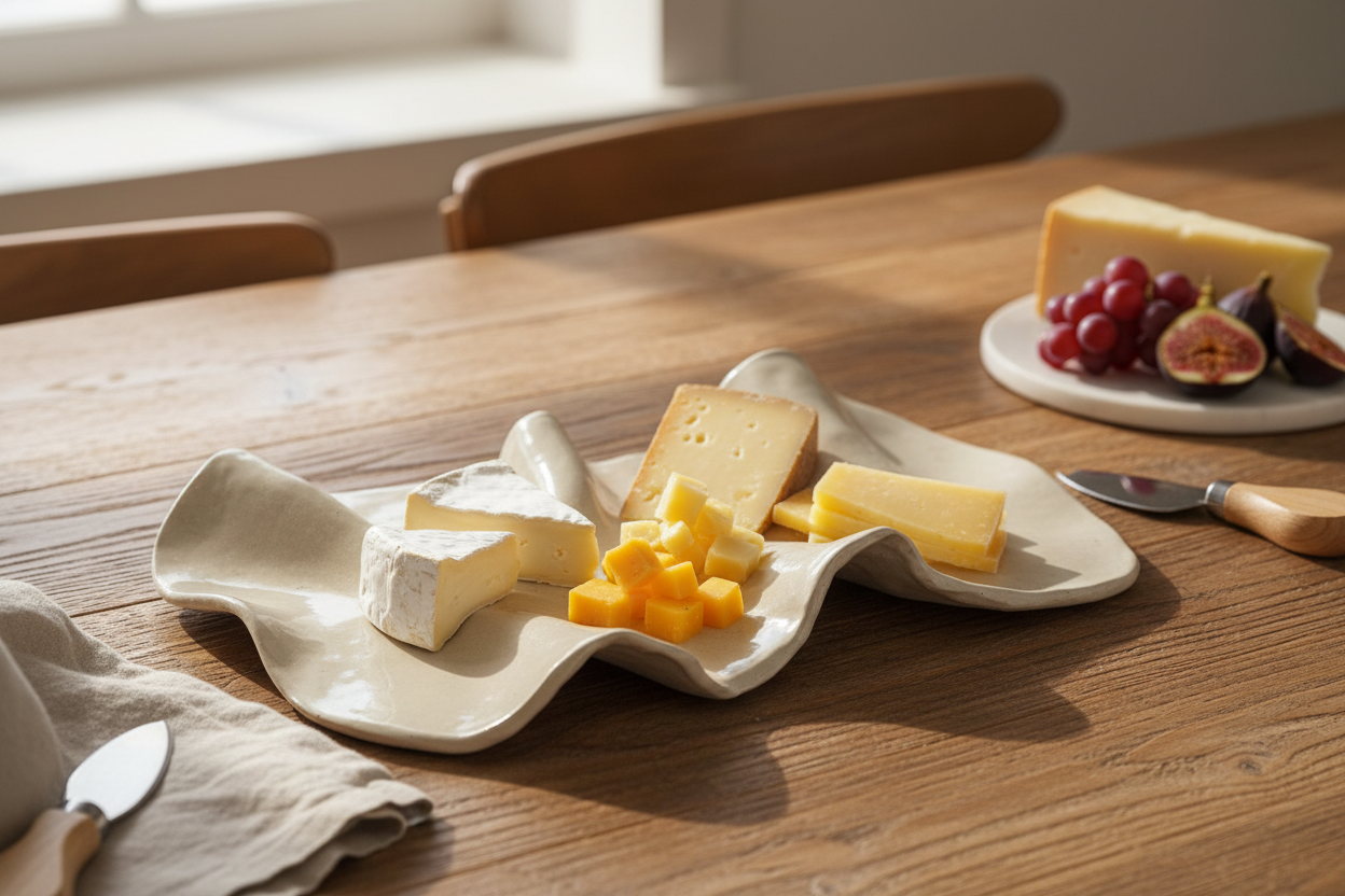 צלחת קרמיקה עם גבינות