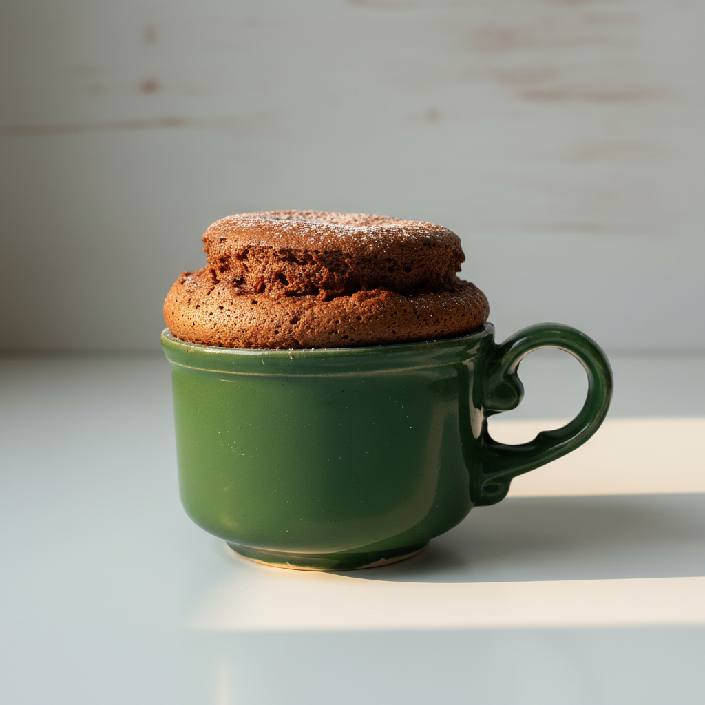 صورة احترافية للفنجان الخزفي مع سوفليه الشوكولاتة