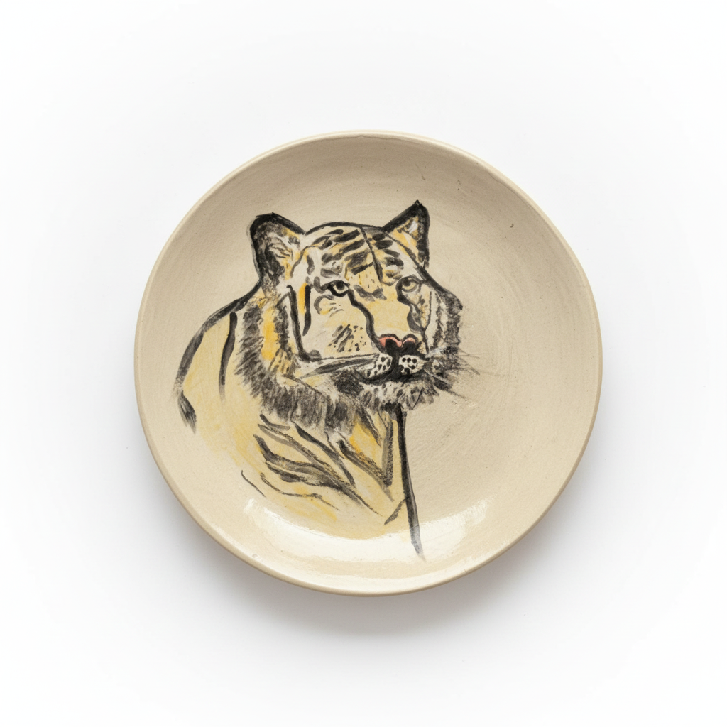 צלחת נמר רקע לבן