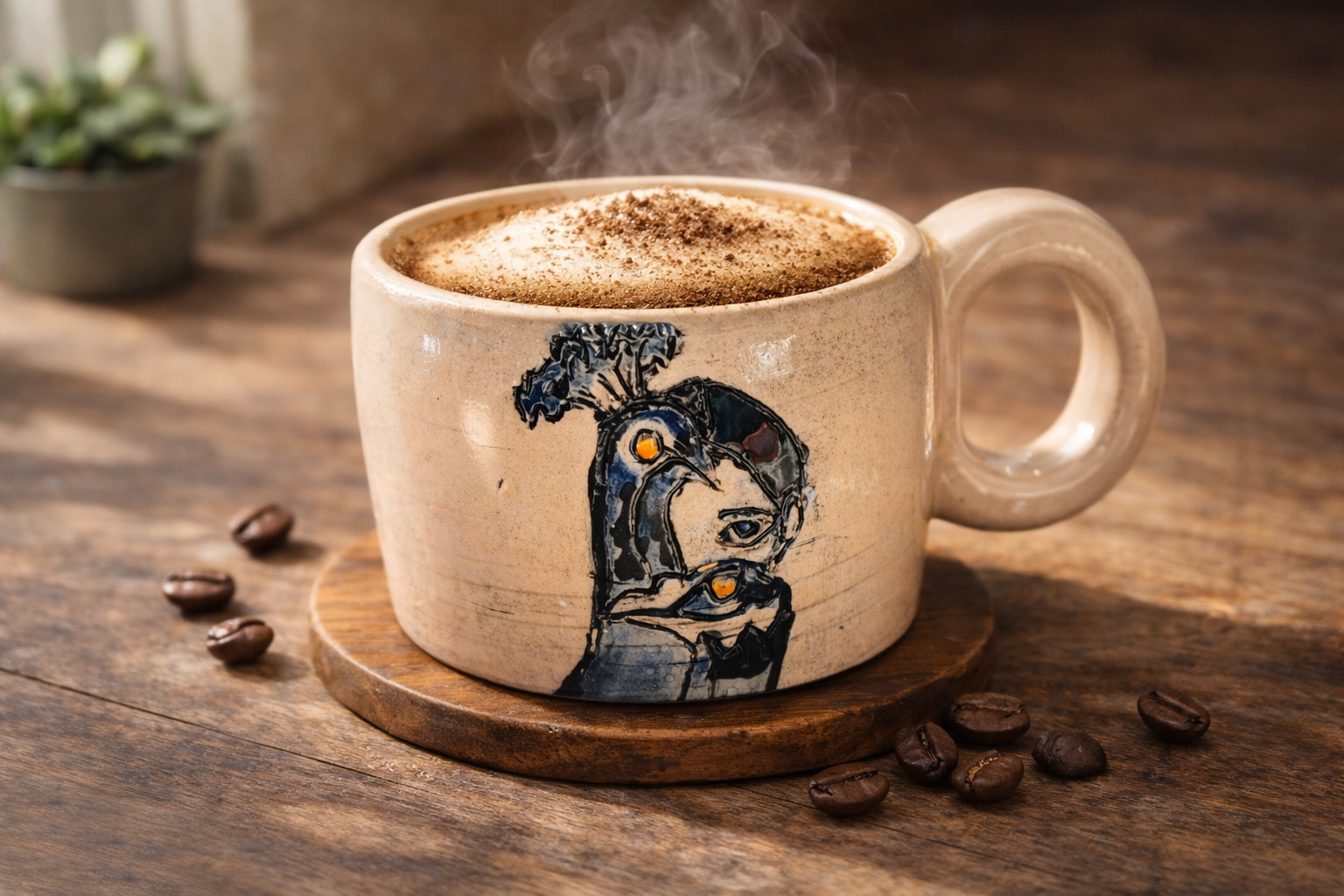 כוס קרמיקה בעבודת יד בעיצוב אומנותי ייחודי