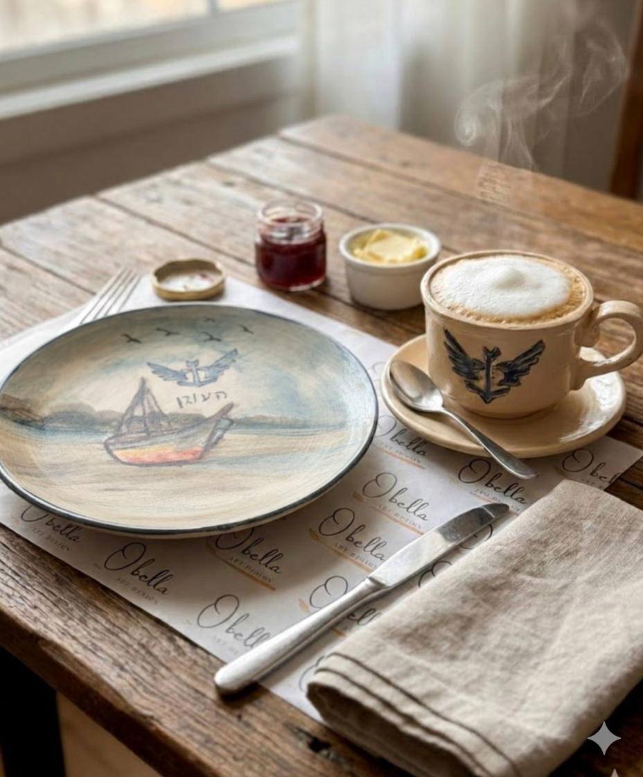 סט צלחת וכוס מותאמת אישית עם לוגו